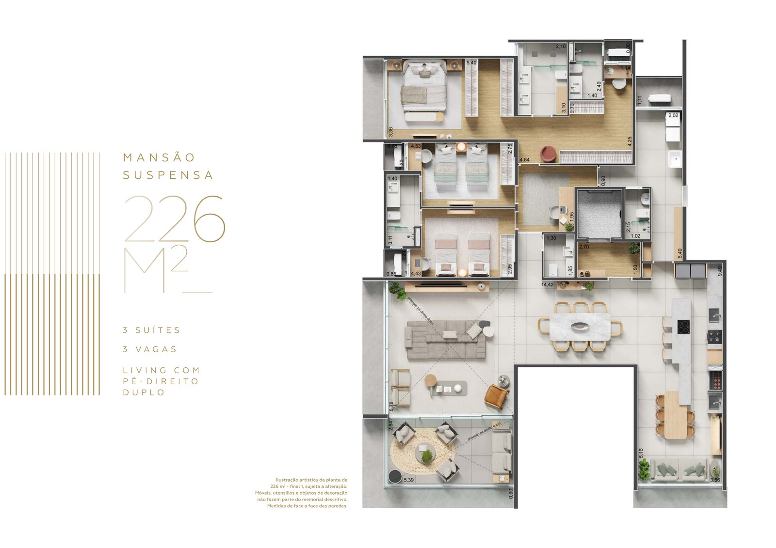 Planta Apto 111 — 226m², 3 suítes